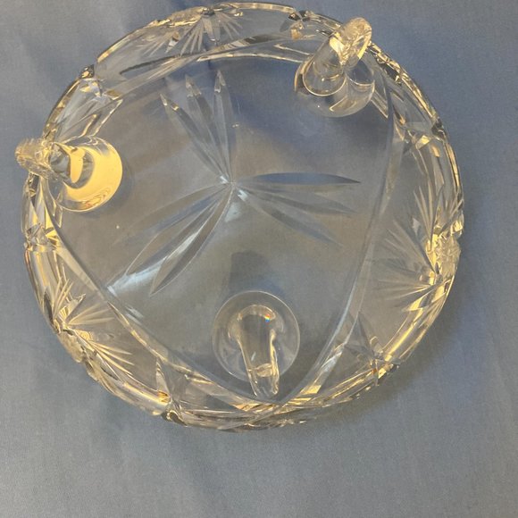 Vintage Glass Bowl Footed Handcut Pinwheel - Picture 6 of 7